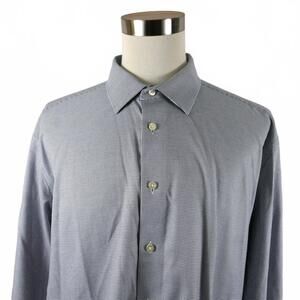 Egara Mens No Iron Slim Fit Button Up Brown Blue Houndstooth Shirt No Tag XL?